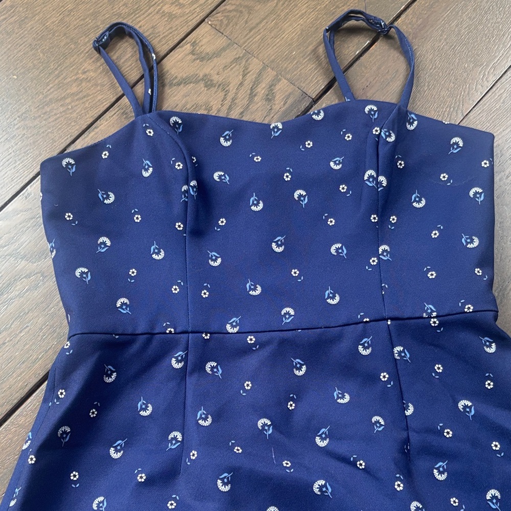 French Connection Navy Blue Floral Spaghetti Strap Dress Wore 1x